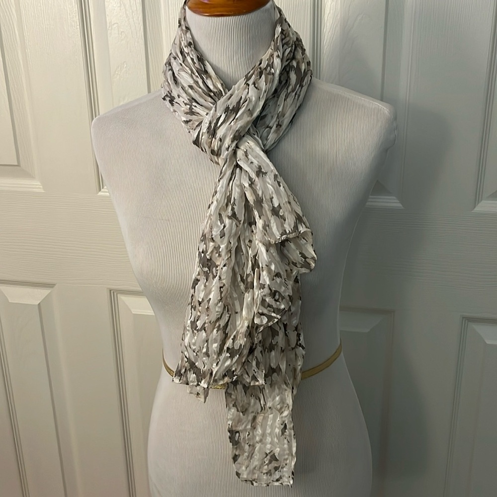 Cream and Green Scarf